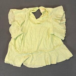 Maeve Anthropologie Light Green S/S Blouse Tiered Ruffled Women's Med Cotton‎